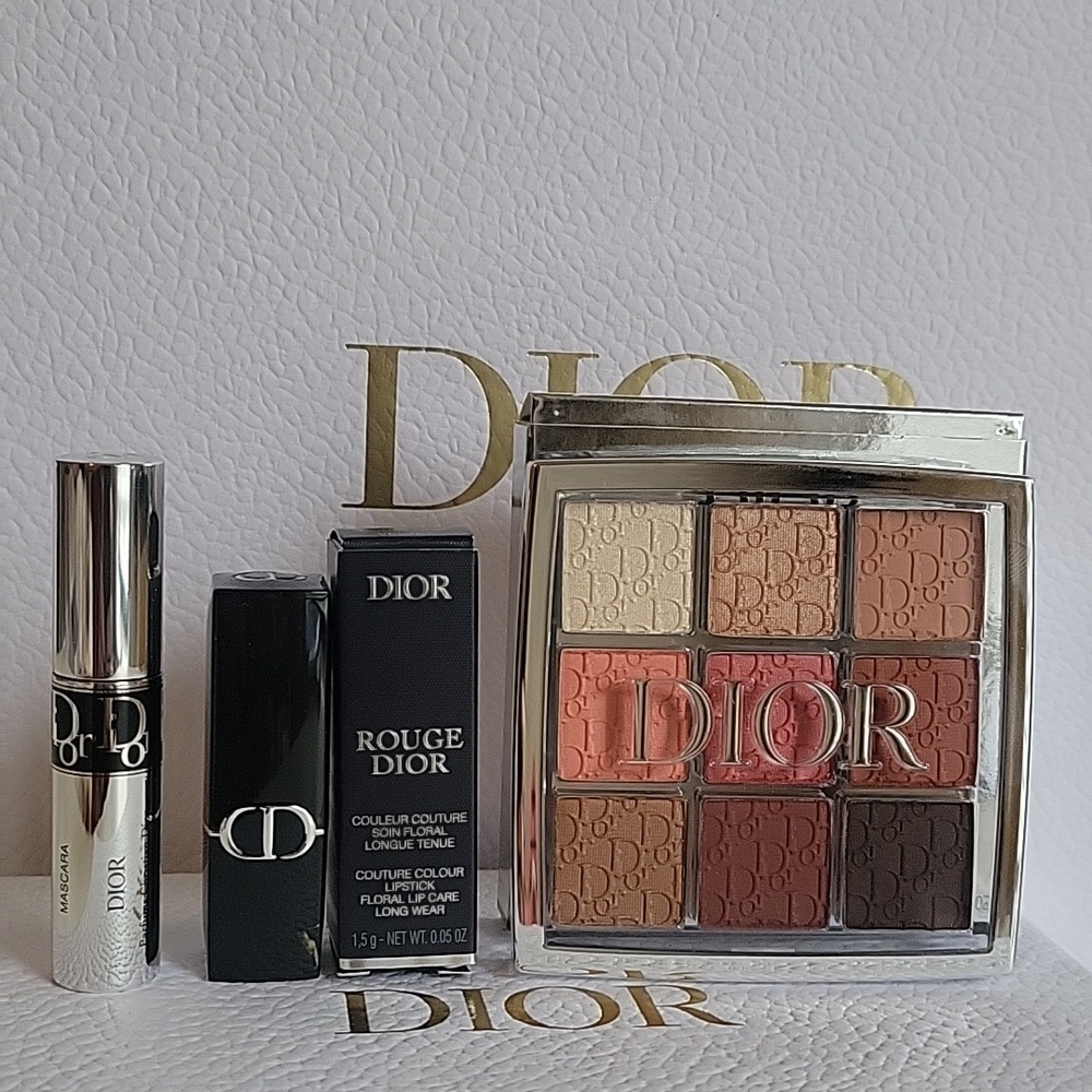 Dior Backstage Eye Palette & Nude Rose Lipstick - Warm Brown, Coral, Gold - Picture 3 of 11